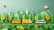 Grüne Energie bei Bussen und öffentlichen Verkehrsmittel sowie Fahrrad aus Gras grün und nachhaltiger Transport urban Generative AI