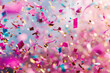 Pink and Blue Confetti Bursting in the Air