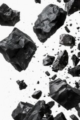 Poster - A black and white photograph of a collection of rocks. This versatile image can be used in various projects and designs