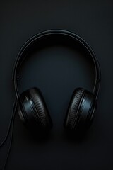 Poster - A pair of headphones sitting on top of a table. Great for use in music-related projects or for showcasing audio equipment