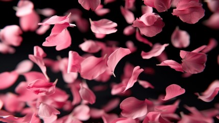 Poster - Pink petals gracefully swirling through the air. Perfect for adding a touch of elegance and beauty to any project or design