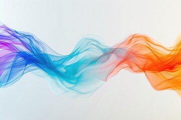 Poster - A vibrant wave of colored smoke against a clean white background. Perfect for adding a burst of color and creativity to your designs or projects