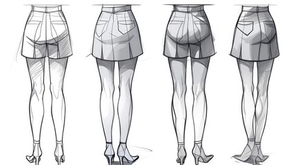 Aufkleber - A drawing depicting a pair of women's legs wearing shorts. This versatile image can be used for various purposes