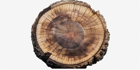 Poster - A detailed close-up shot of a tree stump against a clean white background. Perfect for nature-inspired designs and educational materials