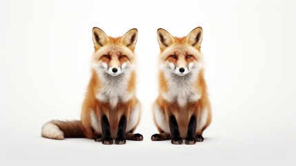 Aufkleber - Cunning foxes in an attentive pose. Generative AI