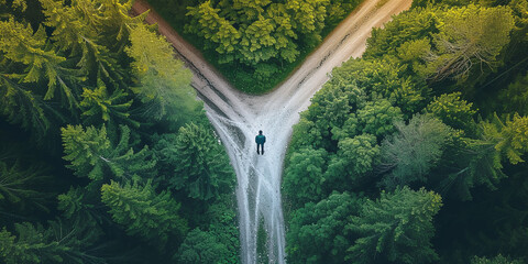 A person on two roads chooses the best chances for environmental protection