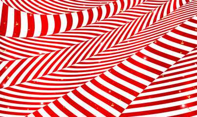 Poster - Red and White wave lines pattern abstract background. Red abstract vector lines psychedelic optical illusion illustration. Wave striped lines pattern for backdrop and wallpaper template. Vector EPS10.