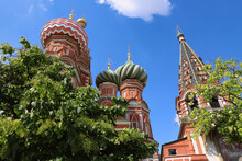 Moscow - Aug 19, 2023:The Cathedral Of Vasily The Blessed Is An Orthodox Church In Red Square. Beautiful Colorful Domes. 
