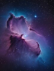 Wall Mural - cosmic background with a blue purple nebula and stars