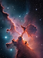 Wall Mural - photo of nebula and stars in night sky web banner, space background