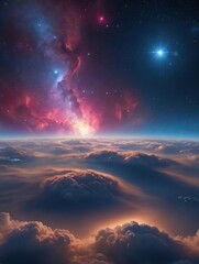 Wall Mural - photo of abstract space space with clouds, nebula and stars, scifi space, night space starry sky, 3d