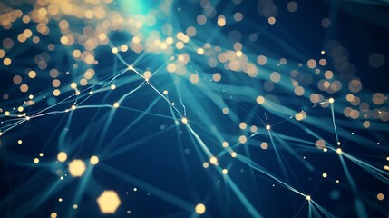 Poster - Internet data flow or blogging concept with many digital life style screens and polygonal lines on abstract blue background : Generative AI