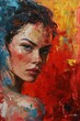 Portrait of a beautiful young woman,  Oil painting on canvas