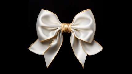 Aufkleber - Large White Ribbon and Gold Bow Generative AI