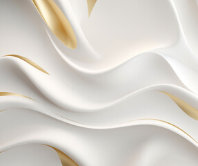 Wall Mural - White and gold curve background, GenerativeAI luxury and elegance white background