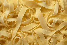 Tagliatelle, A Classic Italian Pasta. Egg Noodles. Food. View From Above.