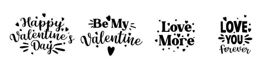 Wall Mural - Set of lettering for Valentine's Day celebration vector