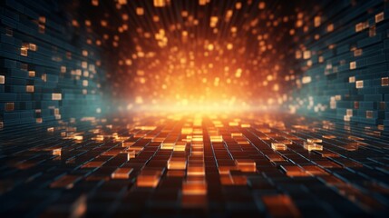 Leinwandbilder - Pixelated elements converging to generate an abstract, mosaic-like backdrop. Generative AI