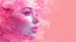 3d illustration of a pink layered with woman's face painted, generative ai