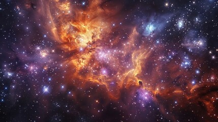 Poster - Realistic depiction of the Coma Star Cluster, focusing on its sprawling arrangement of stars and open structure Generative AI