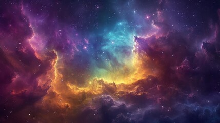 Poster - Realistic depiction of the Rho Ophiuchi Cloud Complex, showcasing its stellar nursery and colorful nebulae Generative AI