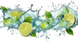 Isolated fresh lemon falling into water on transparent background png Generative AI