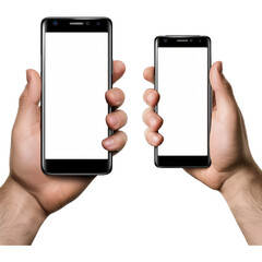 Poster - Set of man hand holding the black smartphone with blank screen