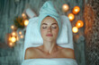 © ADDICTIVE STOCK - Serene woman relaxing at a luxurious spa Generative AI image