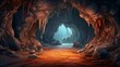 interior of a cave empty background 3D cartoon