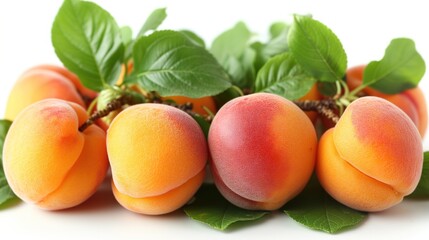 Wall Mural - ripe apricots on a white background