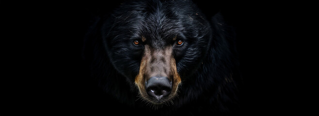 black bear animal face portrait on black background