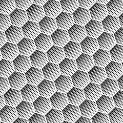 Poster - black and white seamless pattern halftone hexagon. vector abstract background illustration. vector f