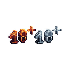 Poster - Isometric Pixel art 3d of 18 plus sign icon for items asset. Isolated Warn 18+ age icon on pixel 80s style.8-bits perfect for game asset,design asset element,app,website, Vector illustration.