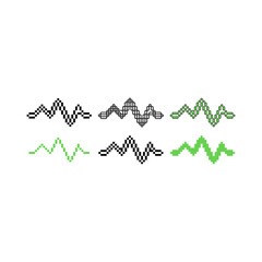 Poster - Pixel art outline sets icons of heart rate wave logo variations in color. heart rate icon in pixelated style. 8-bit Illustration,for design asset elements, game UIs, and mobile apps icon collection.