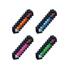 Leinwandbilder - isometric pixel art 3d of pencil icon for items asset. isolated study pencil icon on pixel bits styl