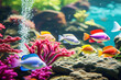 Aquarium Nahaufnahme mit bunten Fisch Hintergrund