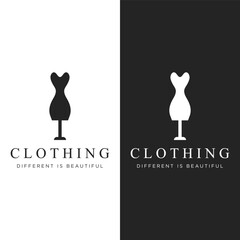 Wall Mural - Women's clothing Logo design with hanger, luxury clothes. Logo for business, boutique, fashion shop, model, shopping and beauty.