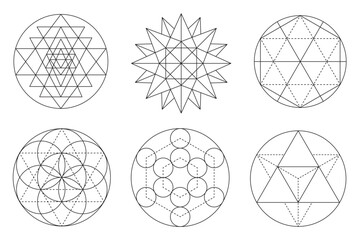 Wall Mural - Sacred geometry vector design elements. Alchemy, religion, philosophy, spirituality, hipster symbols and elements. Set Vector illustration