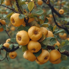 Canvas Print - ripe quince on a branch