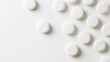 close-up white drugs on white background