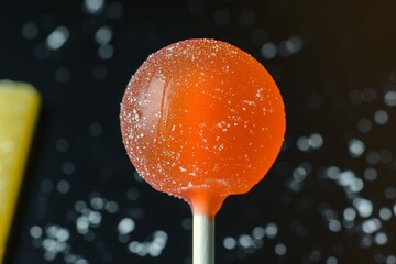 Canvas Print - macro of a lollipop with sugar crystals visible on its surface