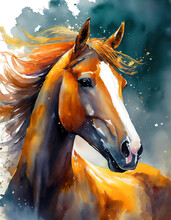 Horse Head Painted In Airprush, Colorful, Beautiful

