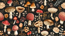Mushroom Illustration Pattern
