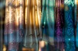 shimmering scarves catching sunlight in a store window display