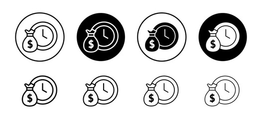 Poster - Time is money vector icon set collection. Time is money Outline flat Icon.