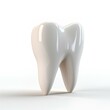 © Ludmyla - White healthy tooth on white background, dentistry. AI generation.