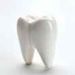 © Ludmyla - White healthy tooth on white background, dentistry. AI generation.