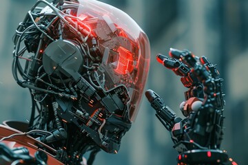 Poster - Cyborg robot with glowing elements