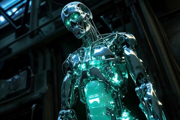 Poster - Futuristic looking robot with glowing parts