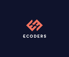 modern tech logo for coders - unique logo for web developers